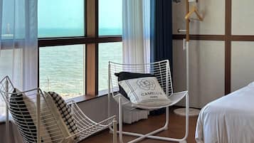 Premium bedding, blackout drapes, soundproofing, free WiFi