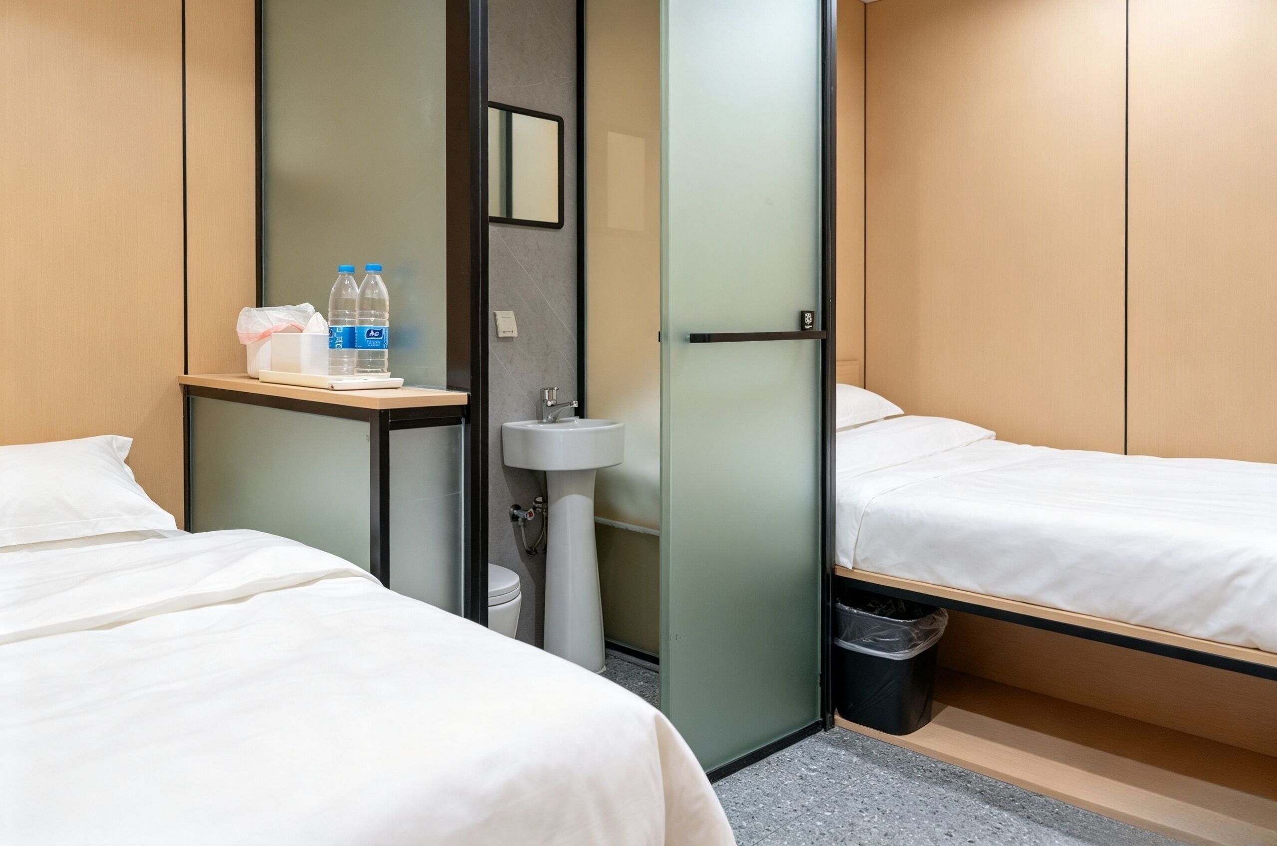 Habitación básica con 2 camas individuales | Tabla de planchar con plancha, wifi gratis, ropa de cama