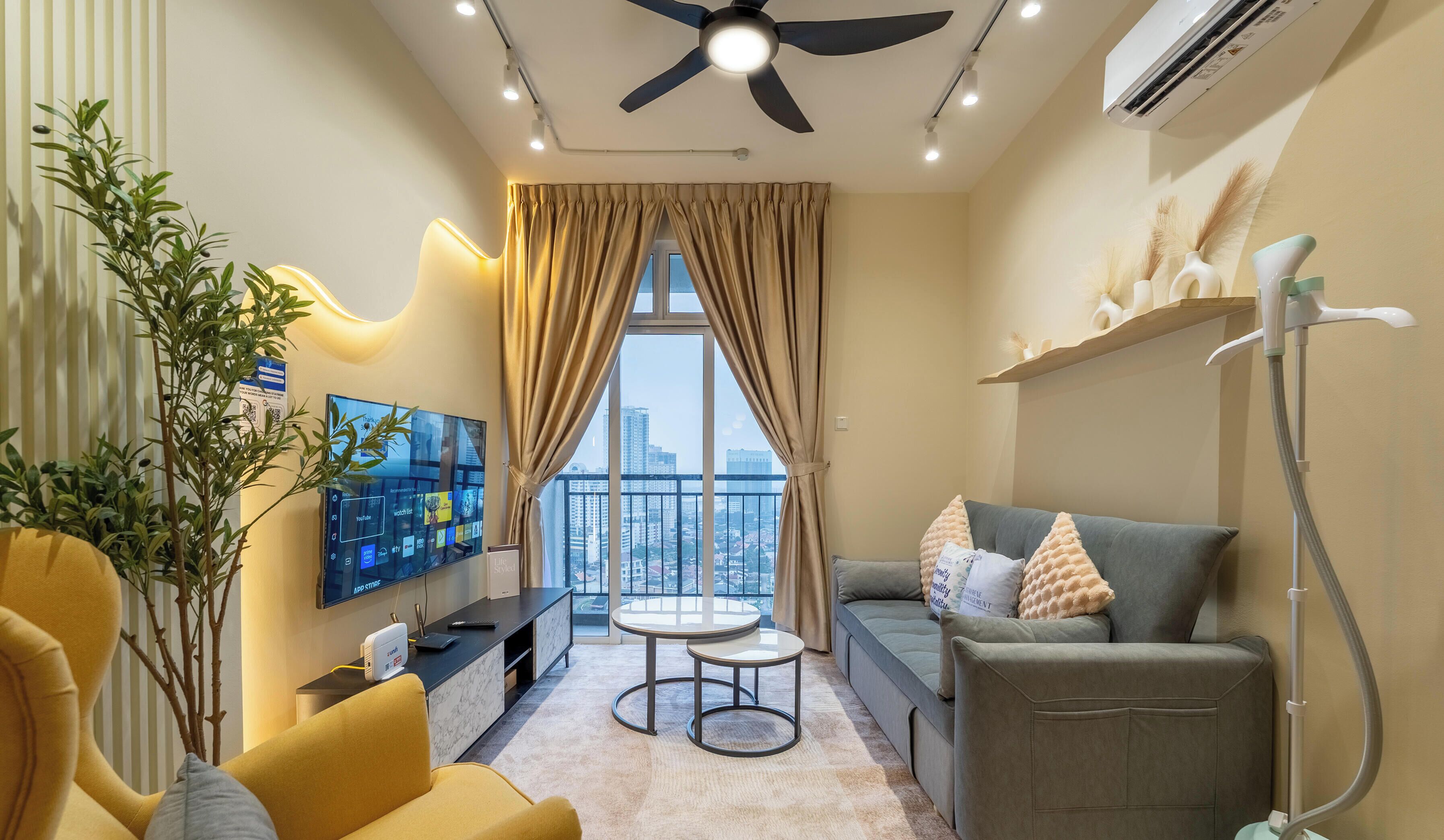 Deluxe appartement, uitzicht op de stad | Woonruimte