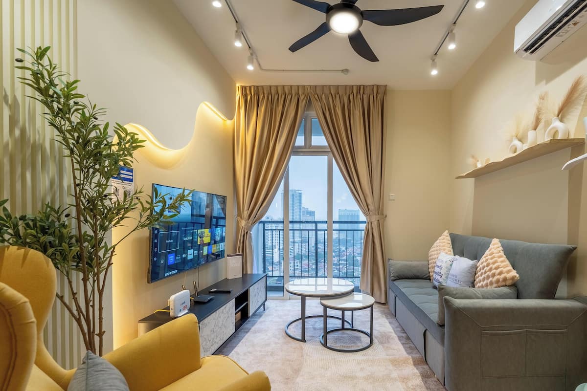 Căn hộ Deluxe, quang cảnh thành phố | Khu phòng khách