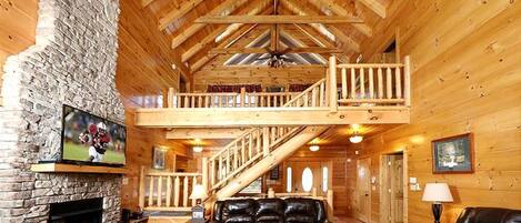 TV, fireplace, video games, DVD player