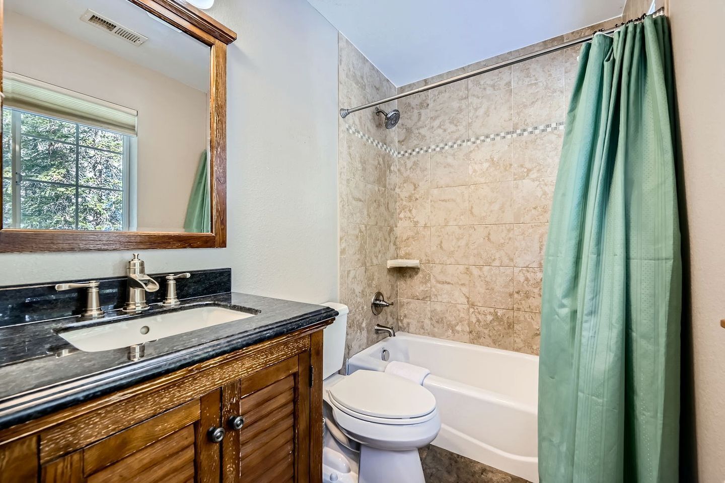 Jetted tub, hair dryer, towels, soap