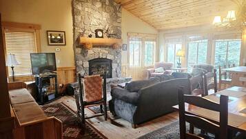 TV, fireplace