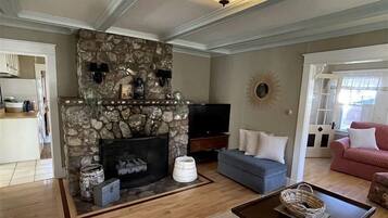 TV, fireplace, video games