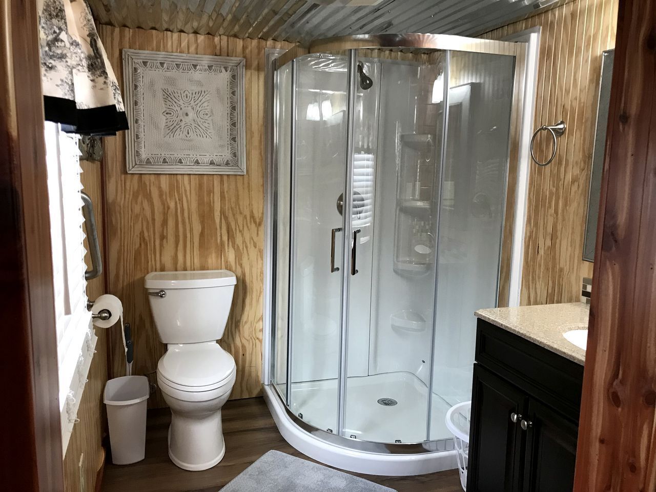 Hair dryer, towels, toilet paper