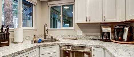 Fridge, microwave, oven, dishwasher