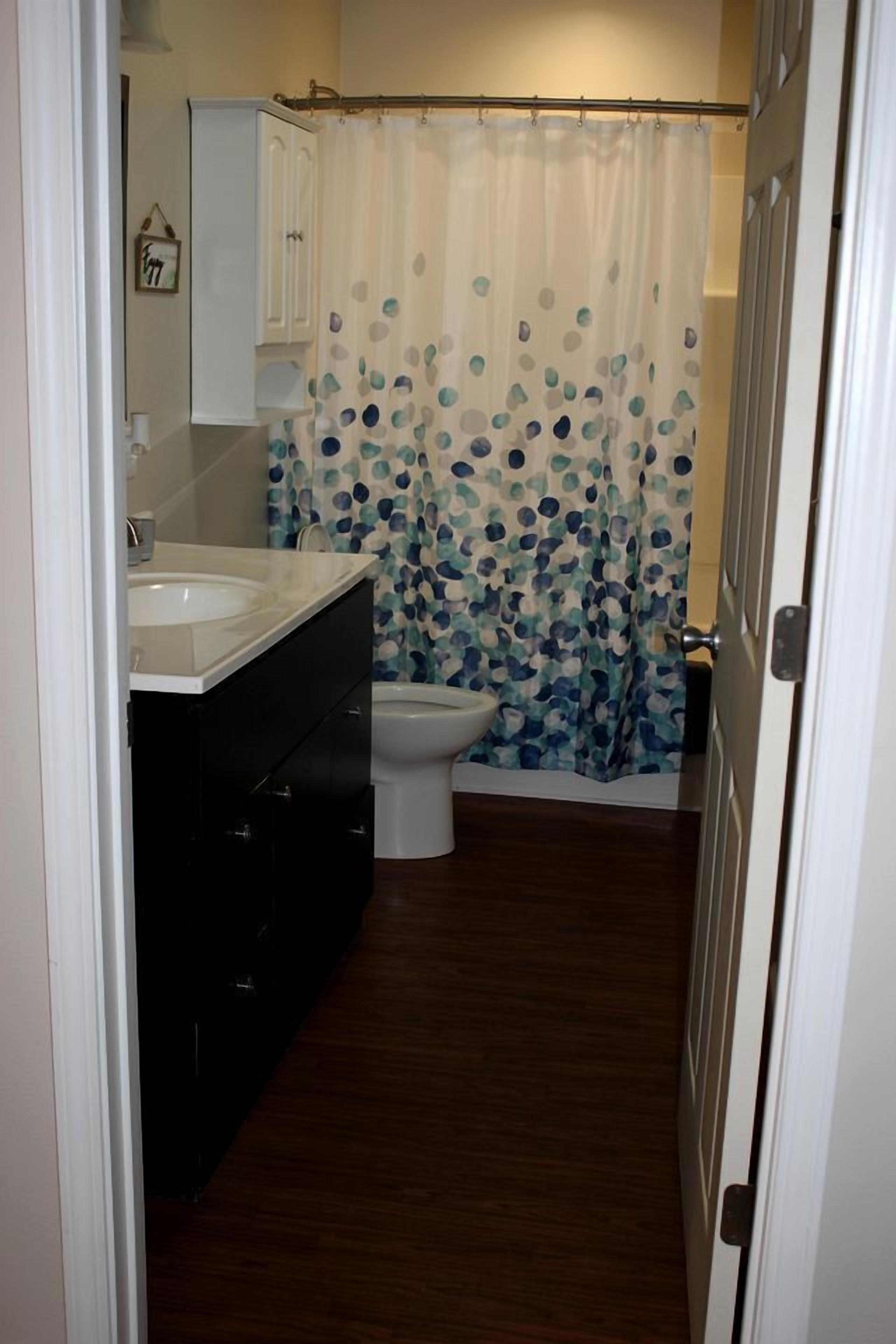 Secadora de cabello, toallas, papel de baño 