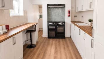 Full-sized fridge, microwave, oven, stovetop