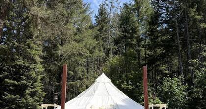 Serene Bell Tent with Forest Retreat Amenities Near Wolf Creek, Oregon
