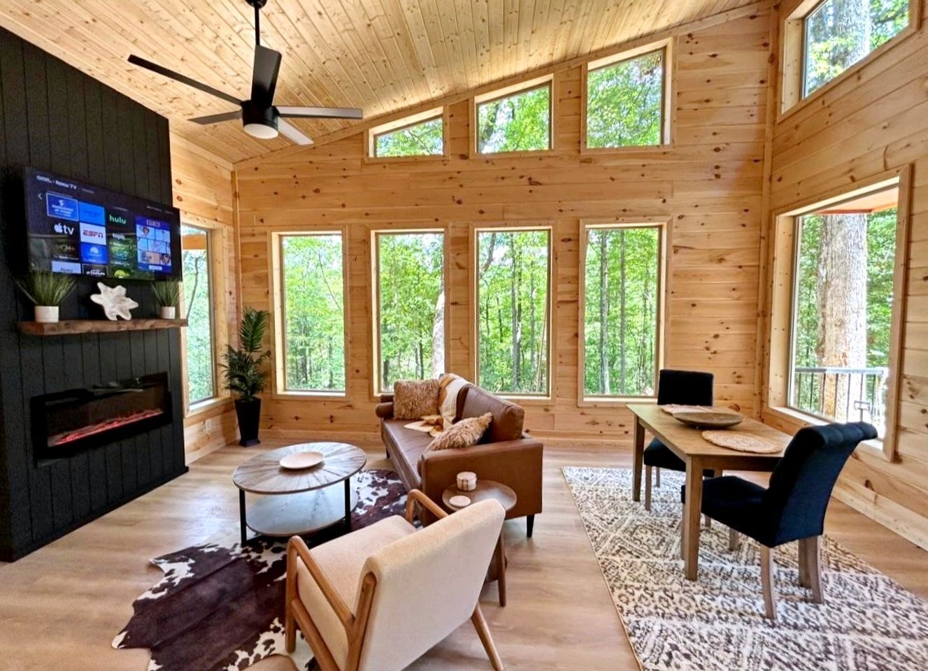 TV, fireplace