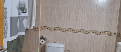 Bidet, serviettes fournies, savon, papier toilette
