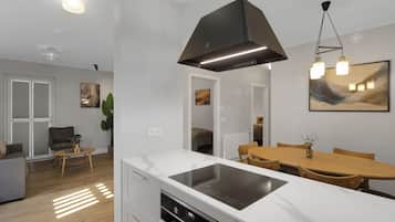 Apartment, 2 Bedrooms, Ground Floor | Private kitchen | Full-size fridge, oven, stovetop, dishwasher
