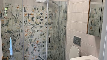 Hair dryer, towels, toilet paper