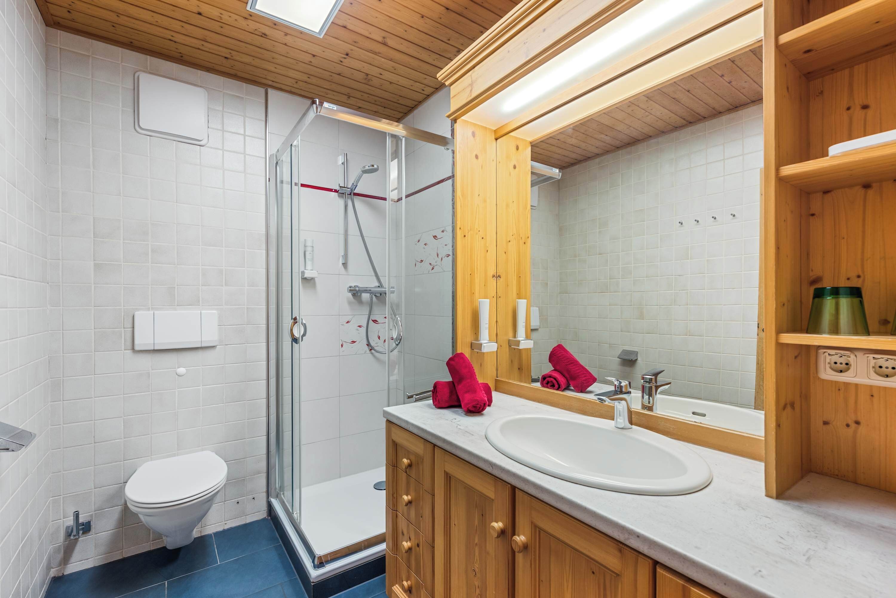 Dusche, Handtücher, Shampoo
