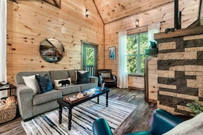 TV, fireplace - New! 3BR w/Hot Tub*Game Room*Fireplace*Privacy! (Pigeon Forge)