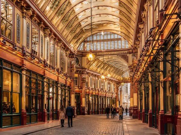 An indoor corridor with ornate architecture, large windows, and a high ceiling. - City Monument London Bridge Riverside Serviced Apt (London)
