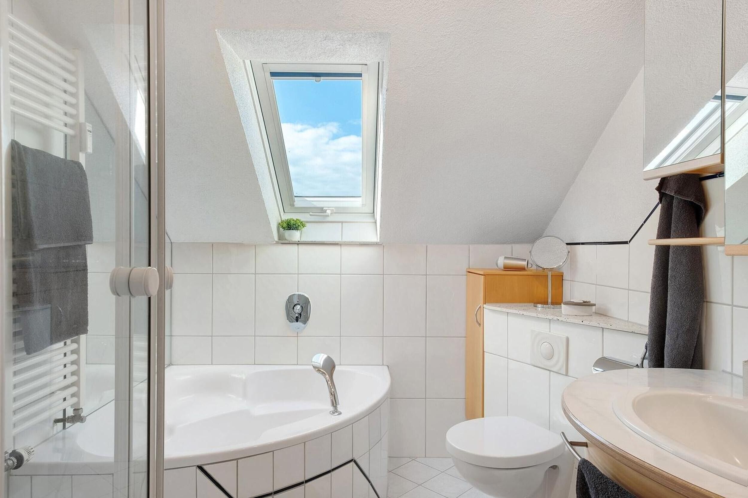 Dusche, Haartrockner, Handtücher