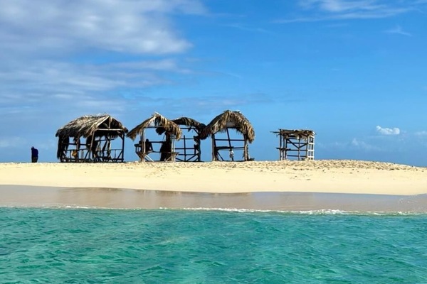 On the beach, white sand
