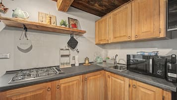 Kühlschrank, Mikrowelle, Herdplatte, Wasserkocher