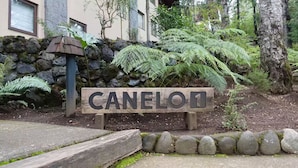Ein hölzernes Schild mit der Aufschrift 'CANELLO' und der Nummer '1', das einen Ort kennzeichnet.
