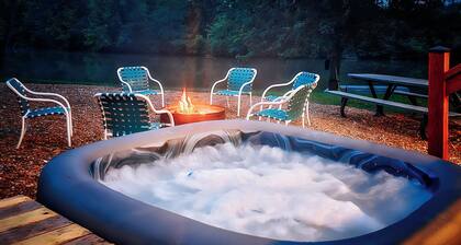 Waterfront Vintage Camper with Hot Tub