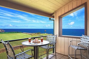 Outdoor dining - Recently upgraded 3-bedroom ocean and mountain views! (Koloa)