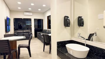 Towels, soap, toilet paper
