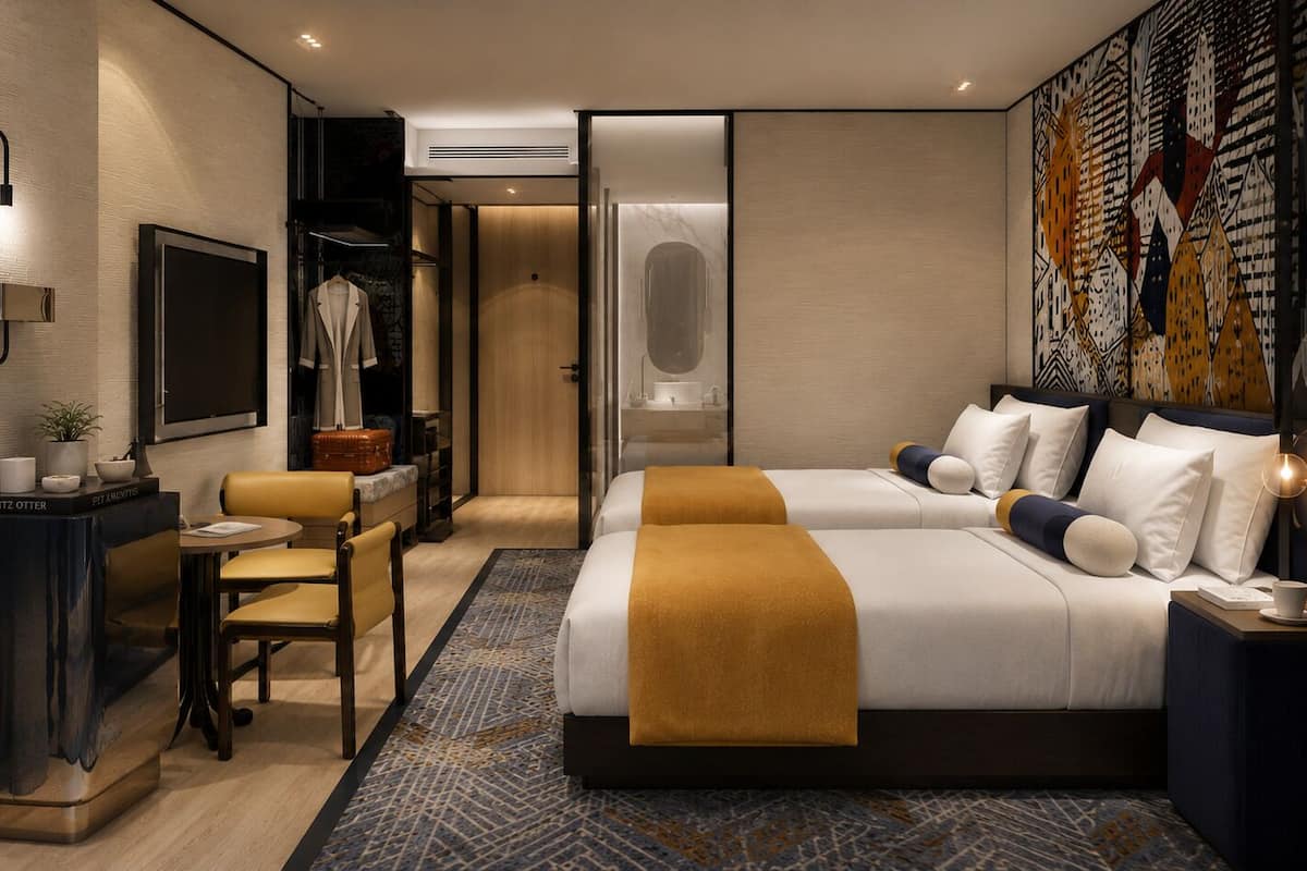 Minibar (mit einigen kostenlosen Artikeln), kostenloses WLAN, Bettwäsche