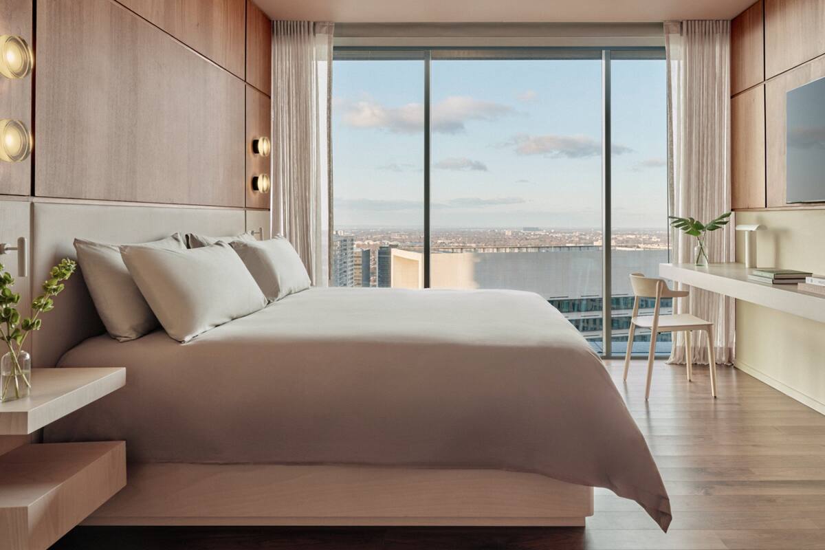 Premium bedding, down duvets, Select Comfort beds, minibar