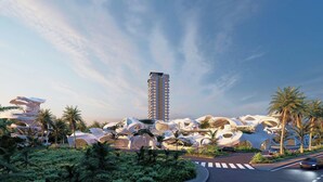 A modern architectural complex with unique buildings, a tall central structure, and a well-maintained garden area. - Casa Nizuc, A Tribute Portfolio Resort (Cancun)