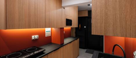 Fridge, microwave, stovetop, toaster