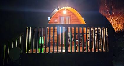 Pod 5 at Flat Hills Cafe and Tourist Park (Family Pod - sleeps 4). Right on SH1