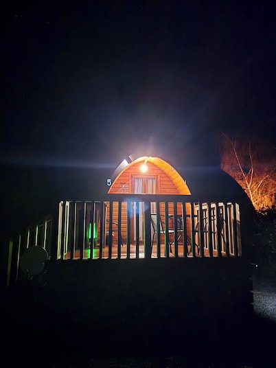 Pod 5 at Flat Hills Cafe and Tourist Park (Family Pod - sleeps 4). Right on SH1