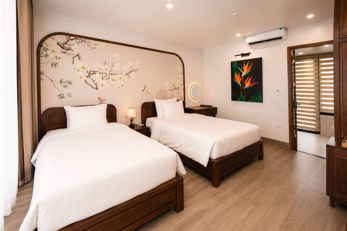 ห้องดีลักซ์ทวิน | ตู้นิรภัยในห้องพัก, ผ้าม่านกันแสง, Wi-Fi ฟรี