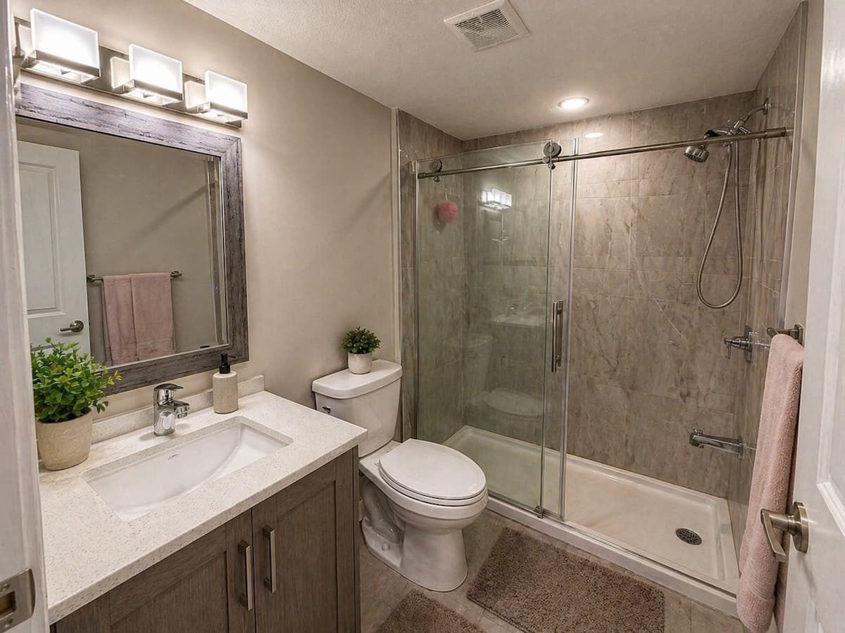 Hair dryer, bidet, towels, soap