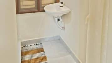 Shower, towels, soap, shampoo