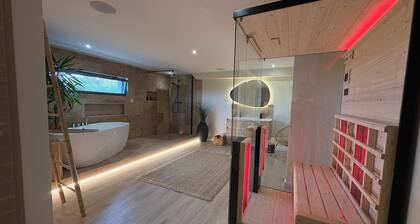 Nordic Suite with lake view, private sauna, and relaxation bath