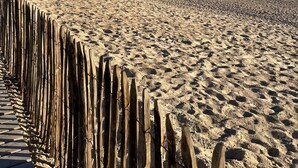 A sandy beach with a wooden fence in the foreground. - A haven of peace between the countryside and the ocean (VENDAYS MONTALIVET)