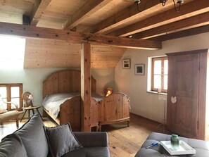 Room - Schustermühle Vacation Rental - Apartment, Shower, Toilet, Living/Sleeping Area (Oberotterbach)