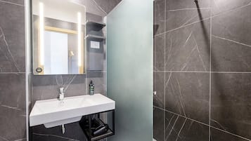 Habitación doble estándar | Baño | Regadera, secadora de cabello, bidet, toallas