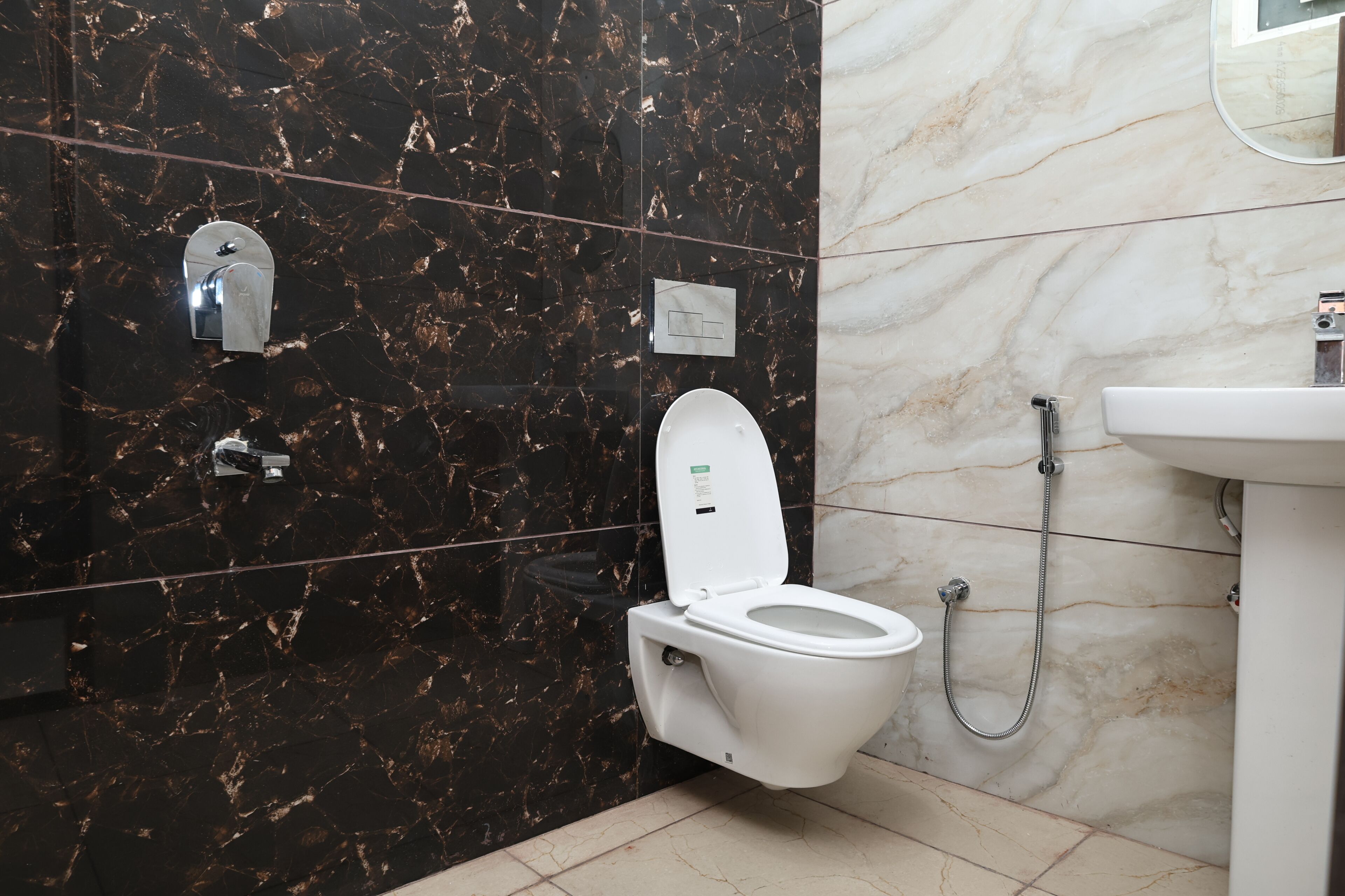 Shower, bidet, towels, soap