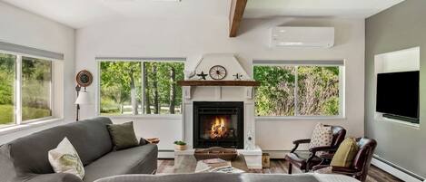 TV, fireplace, stereo