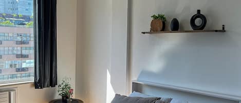 Apartment | Desk, laptop workspace, blackout drapes, iron/ironing board