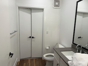 Shower, hair dryer, towels, soap - Cozy studio apartment in peaceful East Austin with AC and gym access (Austin)