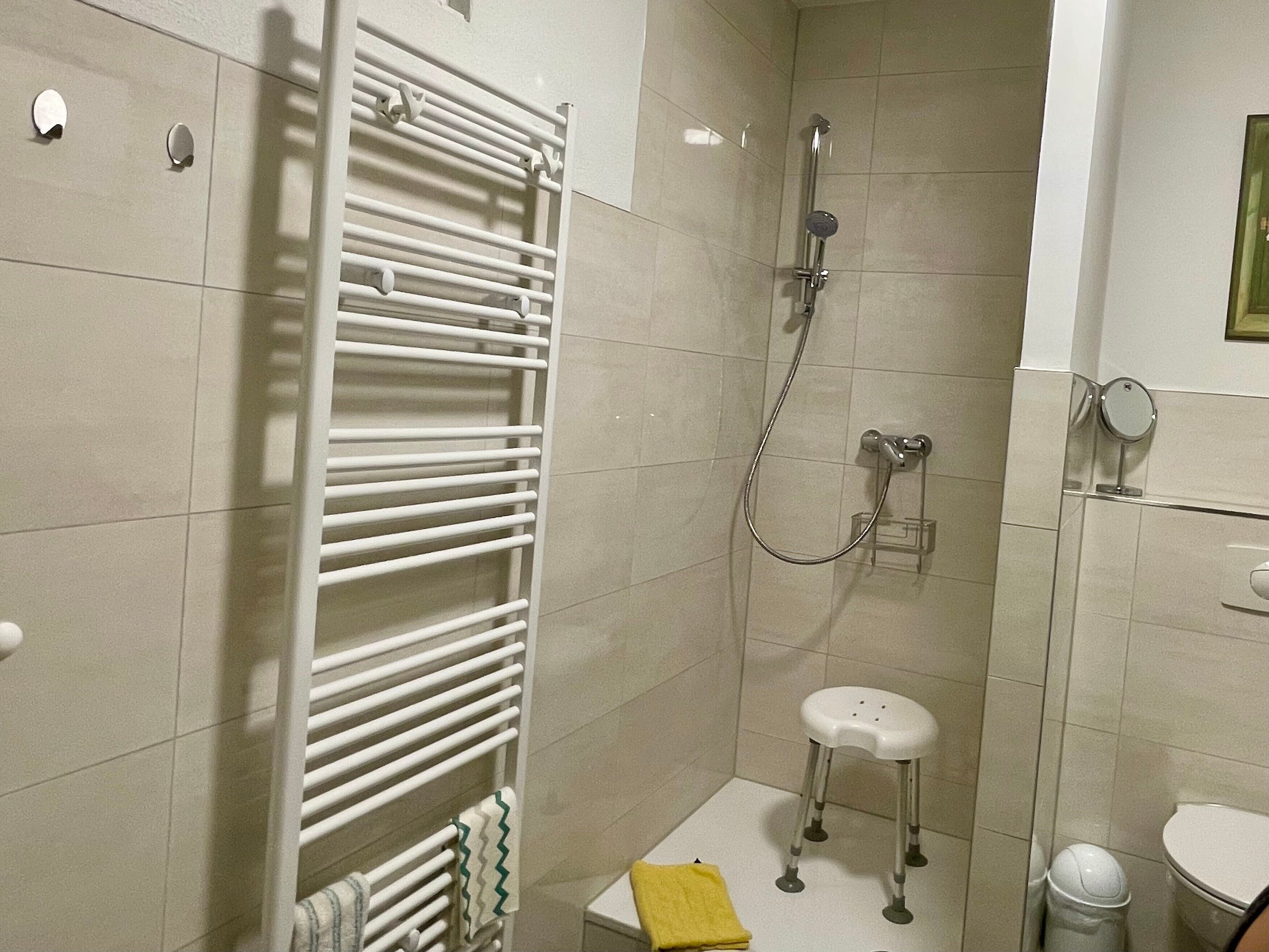 Dusche, Haartrockner, Handtücher