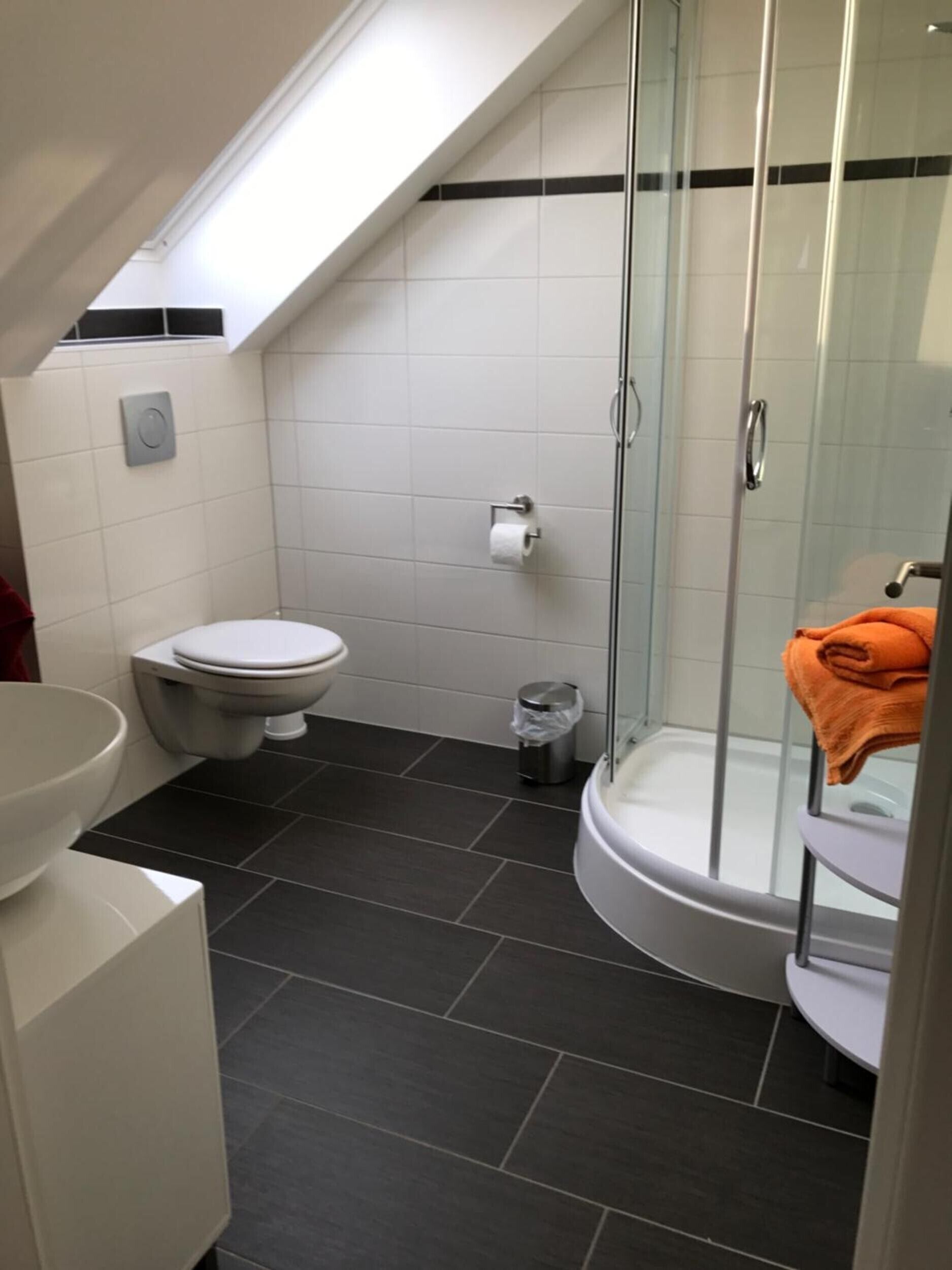 Een douche, een haardroger, handdoeken