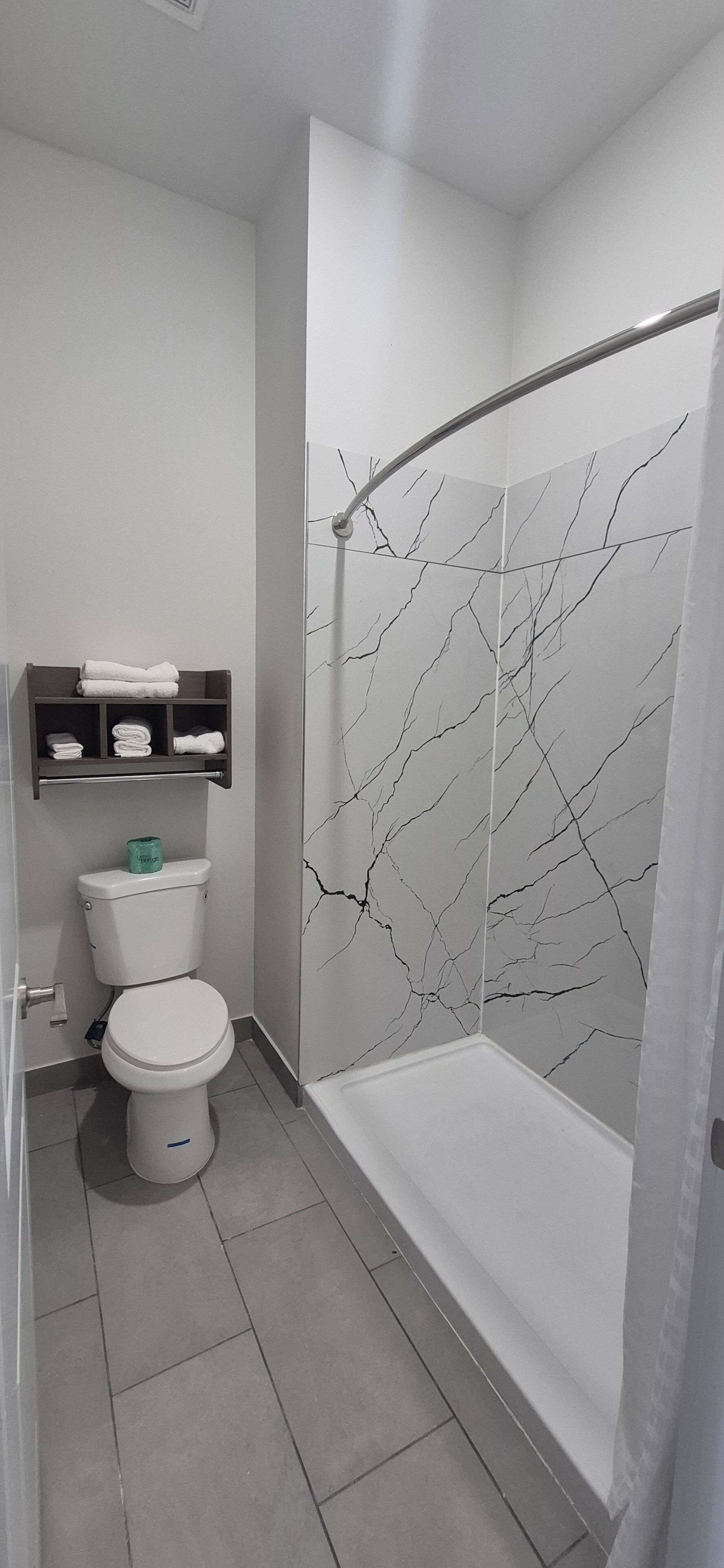 Towels, soap, shampoo, toilet paper