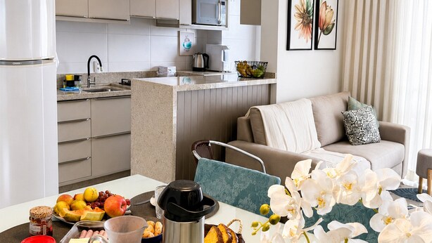Departamento Premium, acceso a la alberca, vista a la playa | Cocina privada