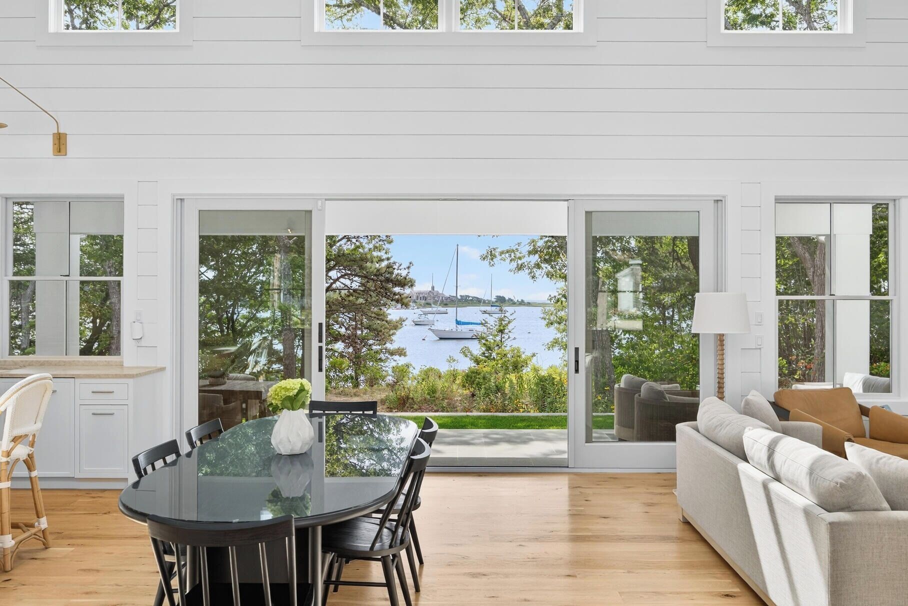 Open concept kitchen, living room and family room all open to the spacious patio