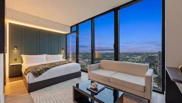 Suite Studio Exécutive, vue ville | Literie de qualité supérieure, matelas mémoire de forme